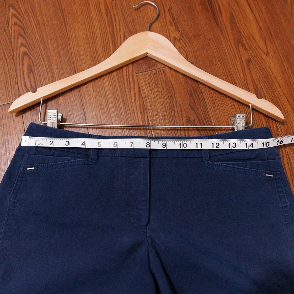 White House Black Market Navy Blue Chino Shorts Size 4 Stretch Cotton Blend - Picture 4 of 6